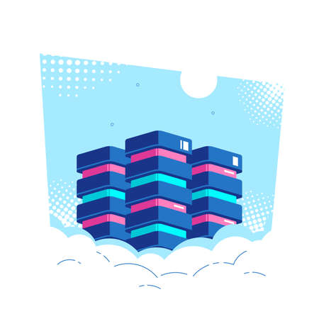 Data Processing Concept Banner Design in Flat Styleのイラスト素材