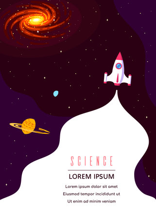 Outer Space Concept Banner Template In Flat Styleのイラスト素材