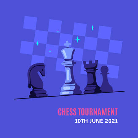 Chess Tournament Banner Template, Flat Vector Illustrationのイラスト素材