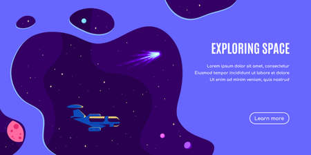 Outer Space Concept Banner Template In Flat Styleのイラスト素材