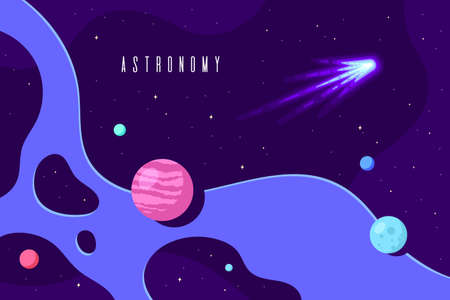 Outer Space Concept Banner Template In Flat Style