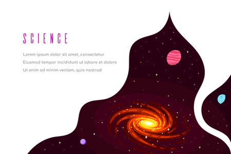 Outer Space Concept Banner Template In Flat Styleのイラスト素材