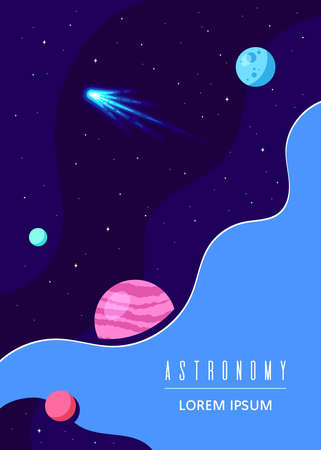 Outer Space Concept Banner Template In Flat Styleのイラスト素材
