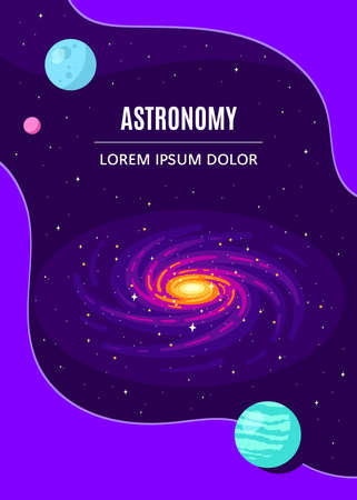 Outer Space Concept Banner Template In Flat Styleのイラスト素材