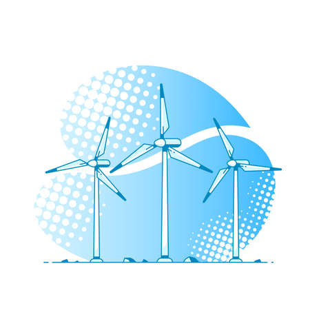 wind turbines on white background vector illustrationのイラスト素材
