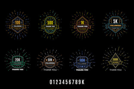 Set of Greeting cards with thank to followers.のイラスト素材