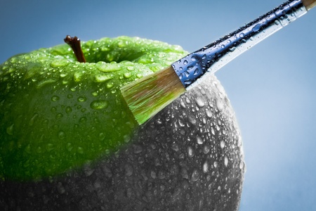 Green apple as art conceptの写真素材