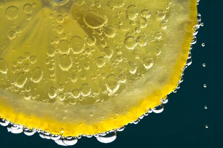 Lemon  fruit in sparkling waterの写真素材