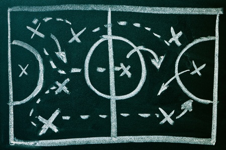 Soccer formation tactics on a blackboard