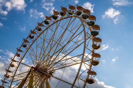 Amusement Park Ride in summerの写真素材