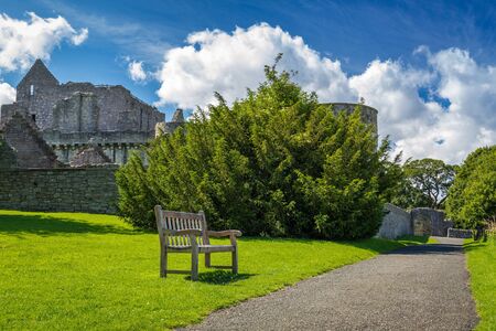 The road leading to the medieval castle in Scotlandの写真素材