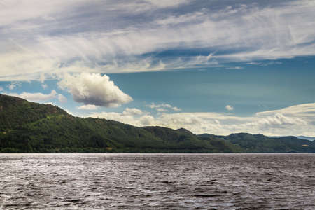 View of the Loch Ness in Scotland in the summerの写真素材