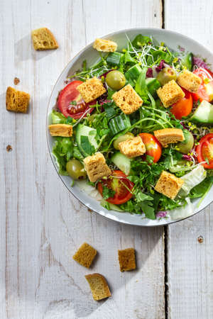 Salad with chicken and fresh vegetables
