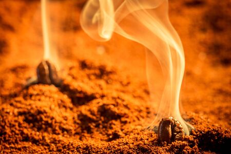 Grain roasted coffee aroma emittingの写真素材