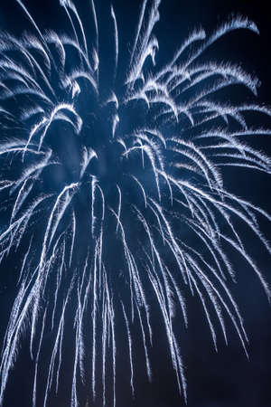 Blue fireworks during the celebrations event at night