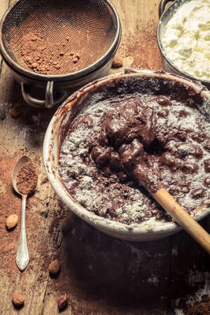 Mess when preparing homemade chocolateの写真素材