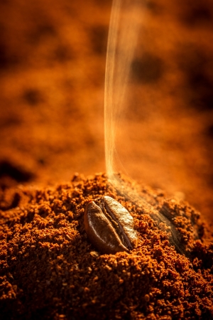 Closeup of roasted coffee aroma emittingの写真素材