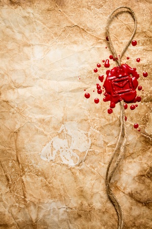 Envelope symbol imprinted in red sealing waxの写真素材