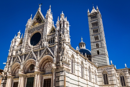 Siena Cathedral on a blue sky backgroundの写真素材