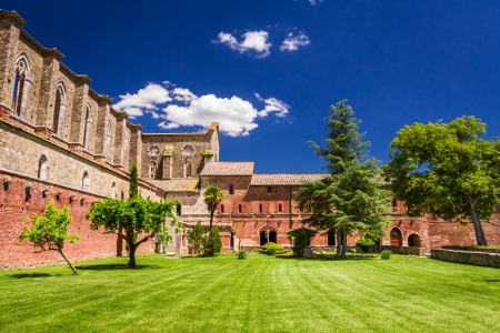 Ruins of an old monastery in Tuscanyの写真素材