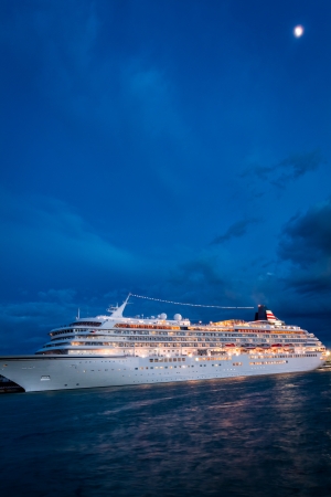 Cruise ship in venice at moonlightの写真素材