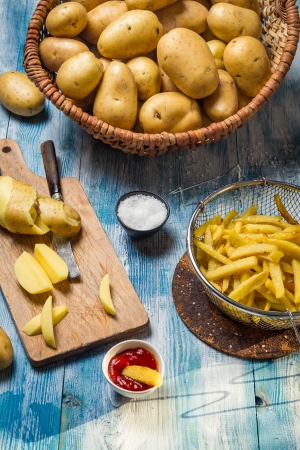 Fresh homemade French friesの写真素材