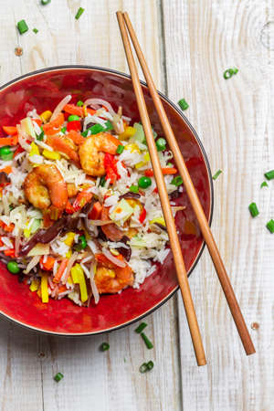 Chinese mix vegetables and riceの写真素材