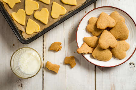 Christmas gingerbread cookies taste best with milkの写真素材