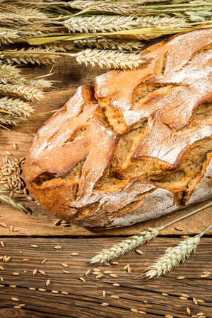 Large loaf of bread in a rural bakery