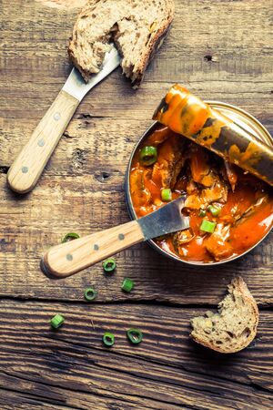 Can the fish in tomato sauceの写真素材