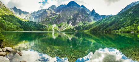 Crystal Lake in the rocky mountainsの写真素材