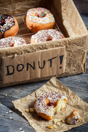 Eat fresh donuts for breakfastの写真素材
