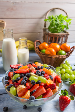 Healthy salad made of fresh fruitsの写真素材