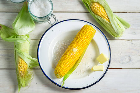 Fresh and hot corn for breakfast