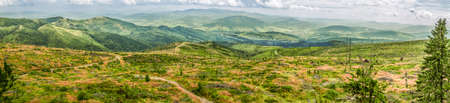 Panorama of mountain sheep, Beskydyの写真素材