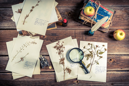 Vintage biology student deskの写真素材