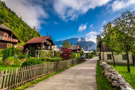 Small alley in the alpine villageの写真素材