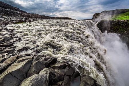 Huge waterfall Dettifoss in Icelandの写真素材