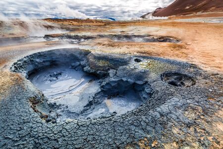 Volcanic Namafjal llandscape in Icelandの写真素材