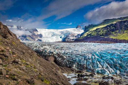Stunning glacier and mountains in Icelandの写真素材