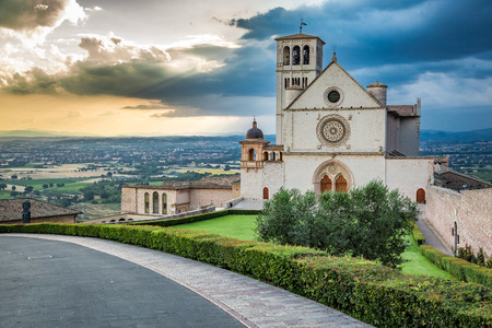 Beautiful basilica in Assisi, Umbria, Italyの写真素材
