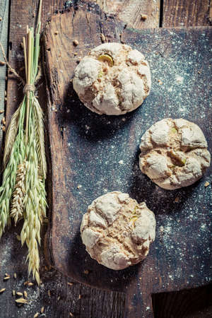 Fresh buns with several grains