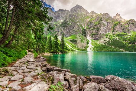 Beautiful mountains pond at summer, Polandの写真素材