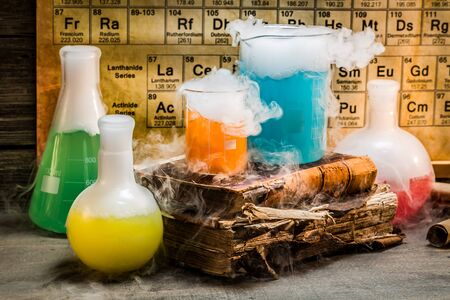 Knowledge of chemistry contained in old booksの写真素材