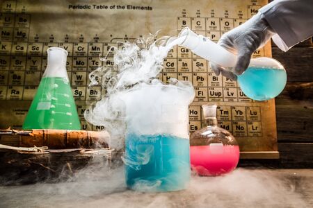 University chemical lab with booksの写真素材