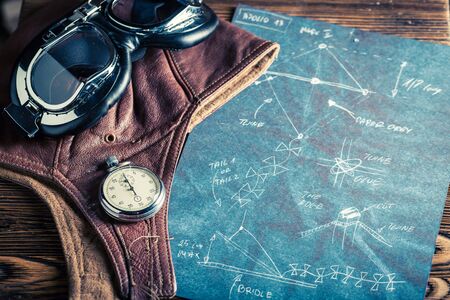 Scheme of the kite, cap and aviator glassesの写真素材