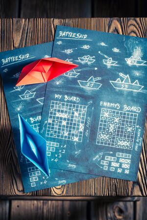 Children's battleship paper game ready to playの写真素材