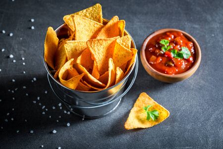 Tasty nachos as a snack for a party