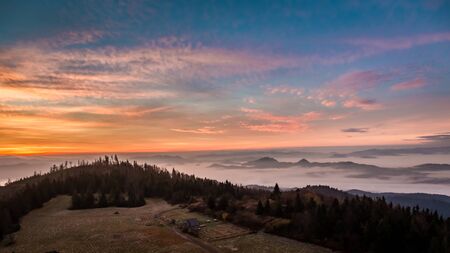 Cold dusk in the Tatras in autumnの写真素材