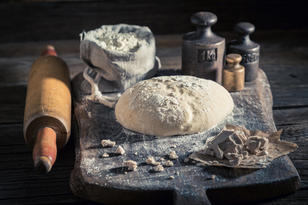 Made of fresh ingredients traditionally and delicious dough for breadの写真素材